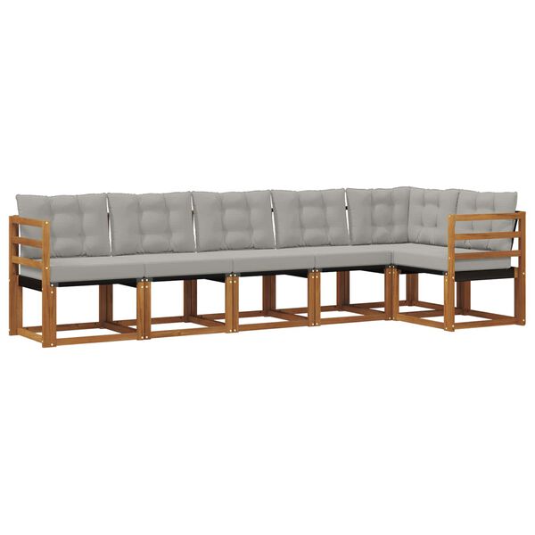 vidaXL Outdoor-Sofagarnitur mit Kissen 6 pcs Nat&uuml;rlich und Hellgrau