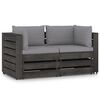 vidaXL 2-Sitzer Outdoor-Sofa mit Kissen Grau Impr&auml;gniertes Kiefernholz