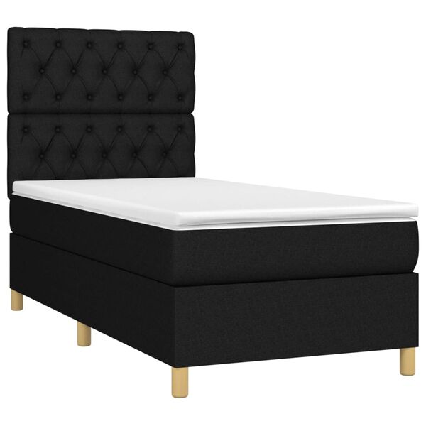 vidaXL Boxspringbett mit Matratze & LED Schwarz 80x200 cm Stoff
