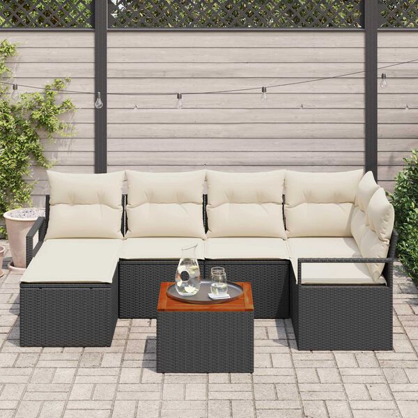 vidaXL Garten-Sofa-Set 7 pcs Schwarz und Wei&szlig;