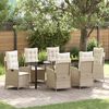 vidaXL Garten Essgruppe mit Kissen 7 pcs Beige Poly-Rattan