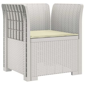 vidaXL 1-Sitzer Sessel mit Kissen Rattan-Look PP Wei&szlig;