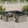 vidaXL Garten-Sofa-Set mit Kissen mit Speicher 9 pcs Grau Poly Rattan
