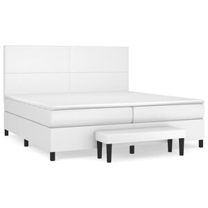 vidaXL Boxspringbett mit Matratze Wei&szlig; 200x200 cm Kunstleder