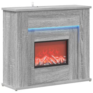 vidaXL Kamin mit LED-Streifen Sonoma-Grau 63 x 20 x 54,5 cm