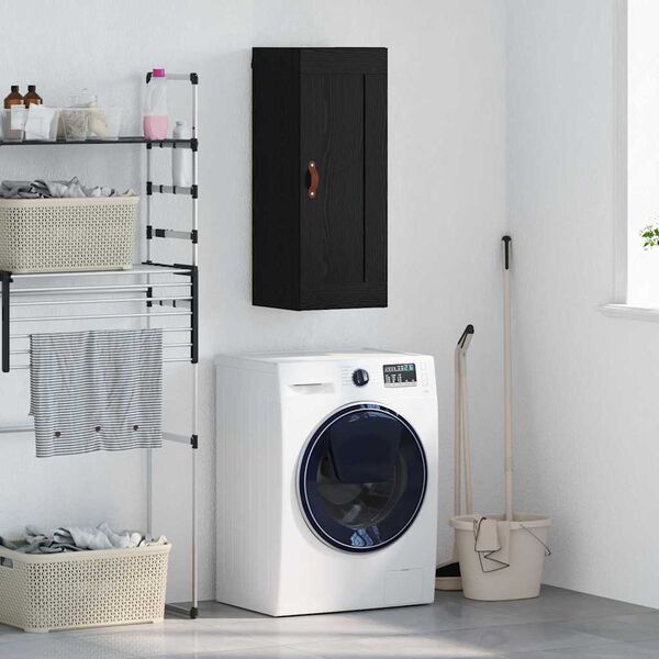 vidaXL Wandschrank Schwarz Eichen-Optik 34,5 x 34 x 90 cm