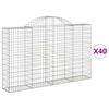 vidaXL Gabionen mit Hochbogen 40Stk. 200x30x120/140cm Verzinktes Eisen