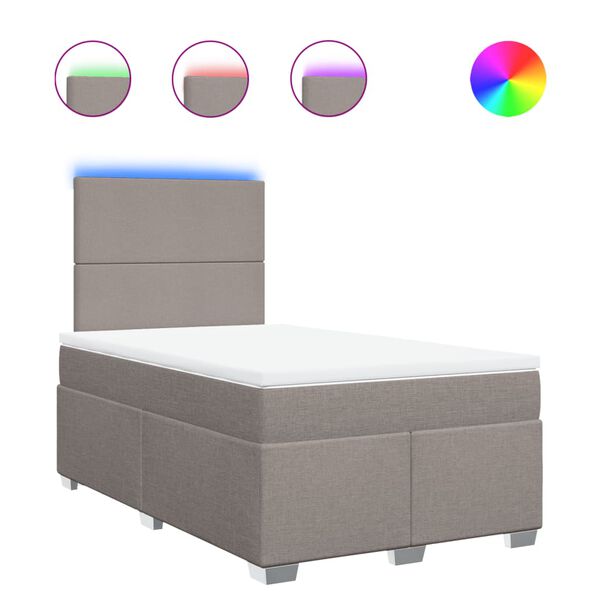 vidaXL Boxspringbett mit Matratze Taupe 120x190 cm Stoff