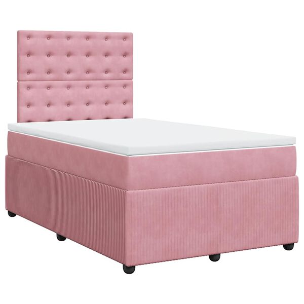 vidaXL Boxspringbett mit Matratze Rosa 120x190 cm Samt