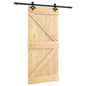 vidaXL Schiebet&uuml;r Nat&uuml;rlich und Schwarz 95 x 210 cm Massivkiefer