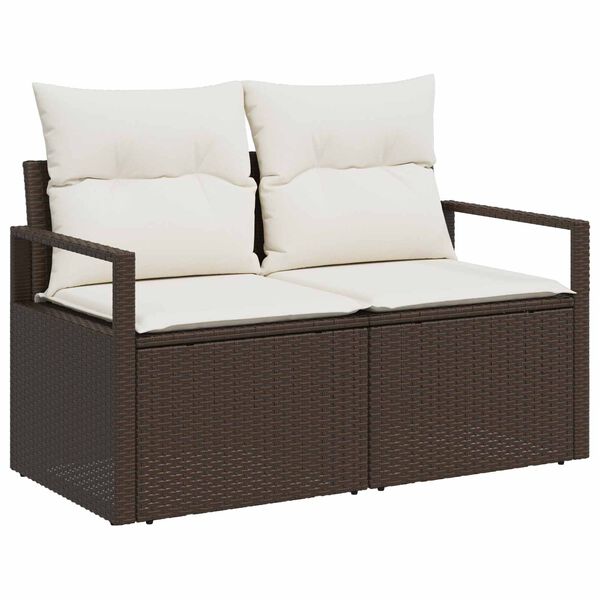 vidaXL Garten-Sofa mit Kissen 120 x 62 x 69 cm Poly-Rattan