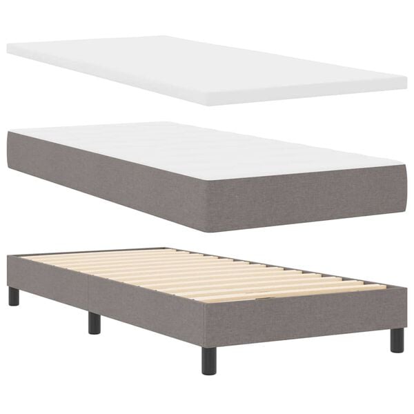 vidaXL Boxspringbett mit Matratze Taupe 200 x 80 cm Polyester