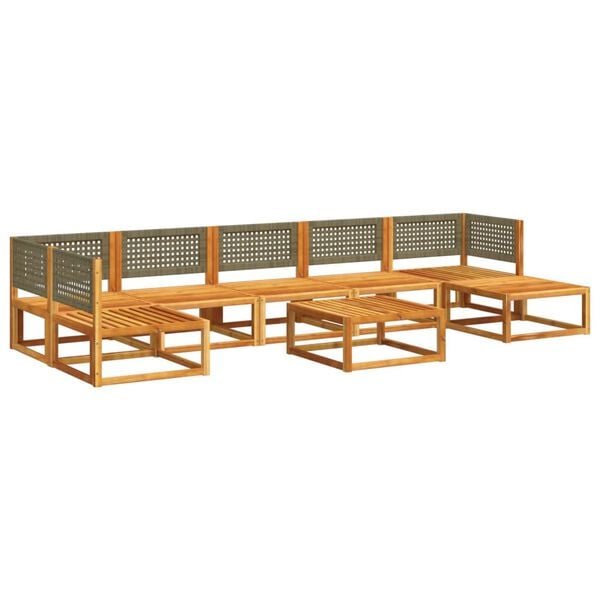 vidaXL 8-tlg. Gartensofa-Set mit Kissen Holz Akazie & Rattan