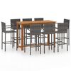 vidaXL 9-tlg. Gartenbar-Set Grau