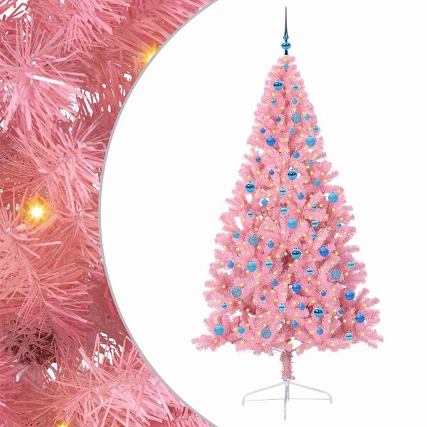 vidaXL K&uuml;nstlicher vorbeleuchteter Weihnachtsbaum Rosa 240 cm PVC