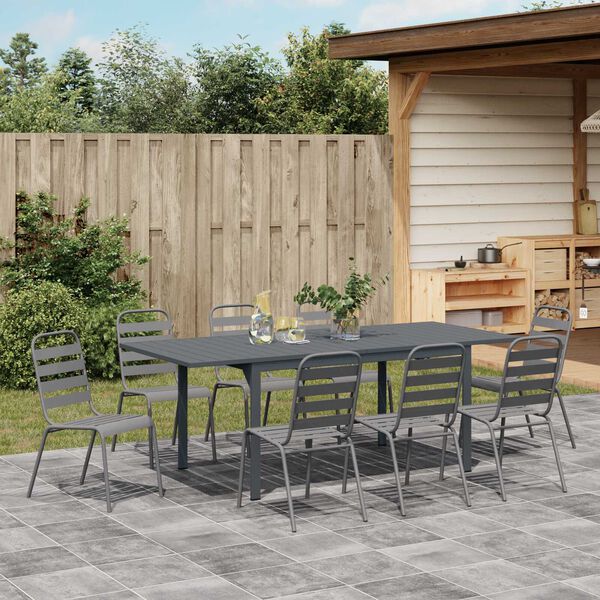 vidaXL Garten Essgruppe 9 pcs Anthrazit Pulverbeschichteter Stahl