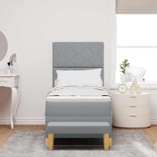 vidaXL Boxspringbett mit Matratze Hellgrau 80 x 200 cm Stoff