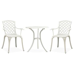 vidaXL 3-tlg. Bistro-Set Aluminiumguss Wei&szlig;