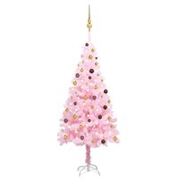 vidaXL Künstlicher Weihnachtsbaum mit Beleuchtung & Kugeln Rosa 210cm