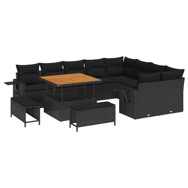 vidaXL Gartensofa-set 12 pcs Schwarz Poly-Rattan