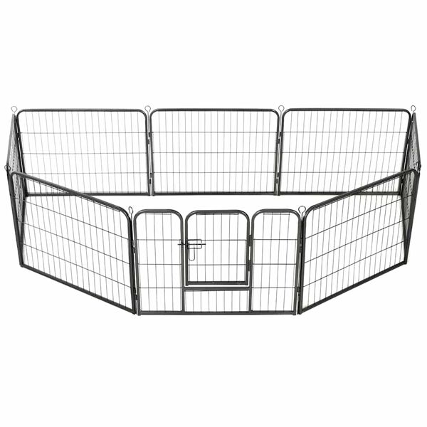 vidaXL Hunde-Laufgitter 8 Paneele Stahl 60 x 80 cm Schwarz