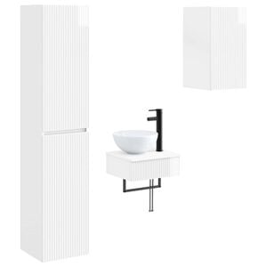 vidaXL Badezimmerm&ouml;bel-Set 3 stk. Hochglanz Wei&szlig; 33 x 34,5 x 160 cm