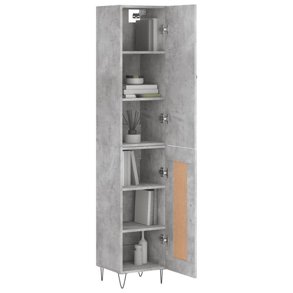 vidaXL Highboard Betongrau 34,5x34x180 cm Holzwerkstoff