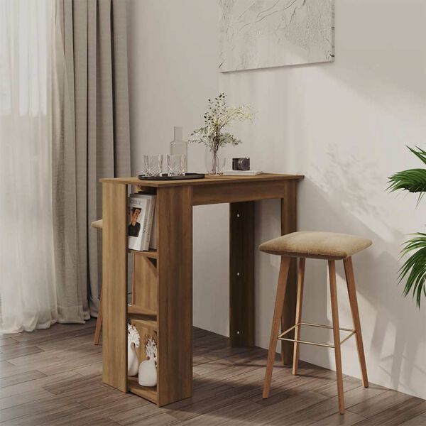 vidaXL Bartisch mit Regal Braun Eiche 102x50x103,5 cm Holzwerkstoff