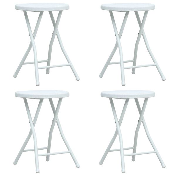 vidaXL Klappbare Garten-Hocker 4 Stk. Wei&szlig; HDPE Rattanoptik