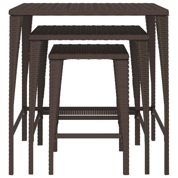 vidaXL Satztische 3 Stk. Braun Poly Rattan