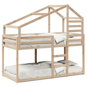 vidaXL Etagenbett mit Dach 80x200 cm Massivholz Kiefer