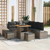 vidaXL Gartensofa-set mit Kissen mit Speicher 8 pcs Grau Poly Rattan