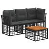vidaXL Outdoor-Sofagarnitur 4 stk. Schwarz und Dunkelgrau Polyester