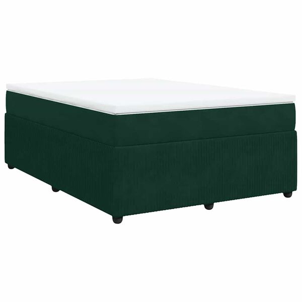 vidaXL Boxspringbett mit Matratze Dunkelgr&uuml;n 140x190 cm Samt