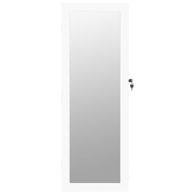 vidaXL Schmuckschrank mit Spiegel Wandmontage Weiß 37,5x10x106 cm