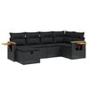 vidaXL 6-tlg. Garten-Sofagarnitur mit Kissen Schwarz Poly Rattan