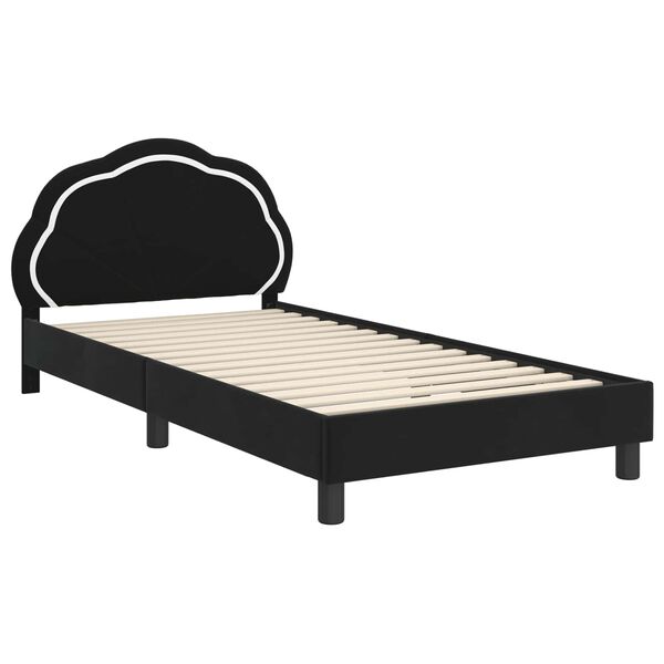 vidaXL Kinderbettgestell mit Kopfteil Schwarz 90 x 190 cm Samt