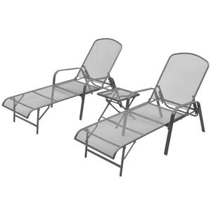 vidaXL Sonnenliegen 2 Stk. mit Tisch Stahl Anthrazit
