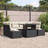 vidaXL Sofa Set mit Kissen 7 pcs Schwarz und Creme Poly-Rattan