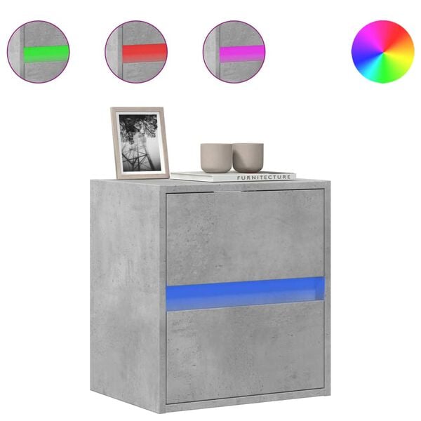 vidaXL TV-Wandschrank mit LED-Beleuchtung Betongrau 41x31x45 cm