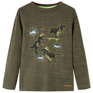 vidaXL Kinder-Langarmshirt Dunkles Khaki Melange 92