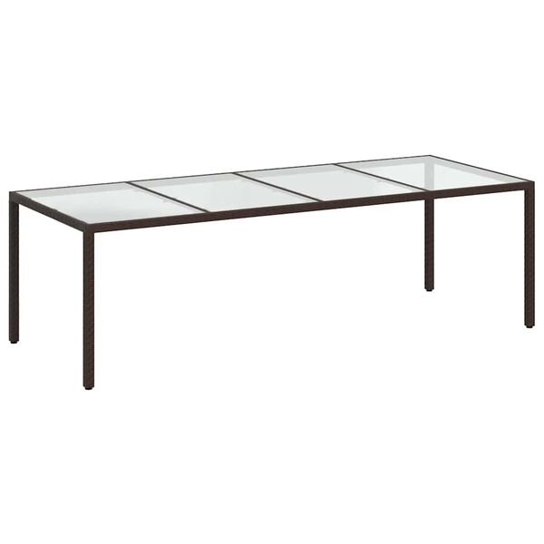 vidaXL 11-tlg. Garten-Essgruppe mit Kissen Braun Poly Rattan Glas