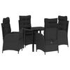 vidaXL Garten Essgruppe mit Kissen 5 pcs Schwarz Poly-Rattan