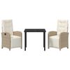 vidaXL Garten Essgruppe mit Kissen 3 pcs Beige Poly-Rattan