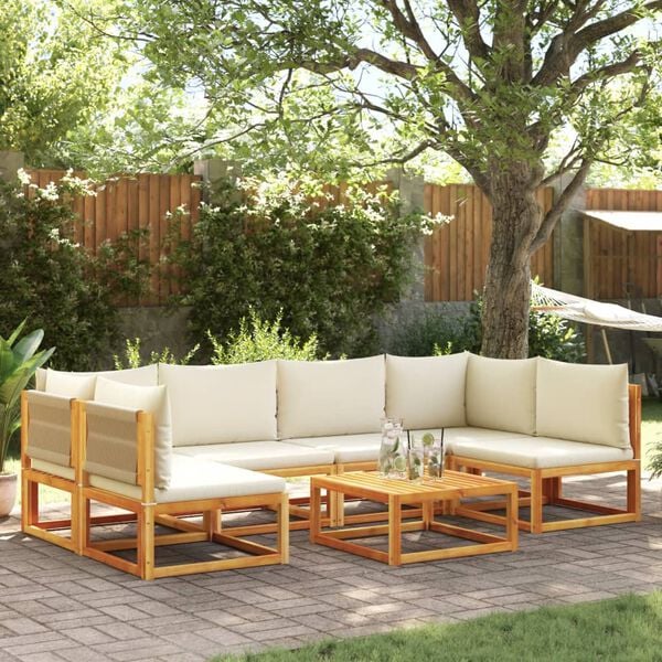 vidaXL 7-tlg. Gartensofa-Set mit Kissen Holz Akazie & Seil