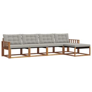 vidaXL Outdoor-Sofagarnitur mit Kissen 5 pcs Nat&uuml;rlich und Hellgrau