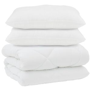 vidaXL Decke mit Kissen 3 pcs Wei&szlig; Mikrofaser und Daunenfedern