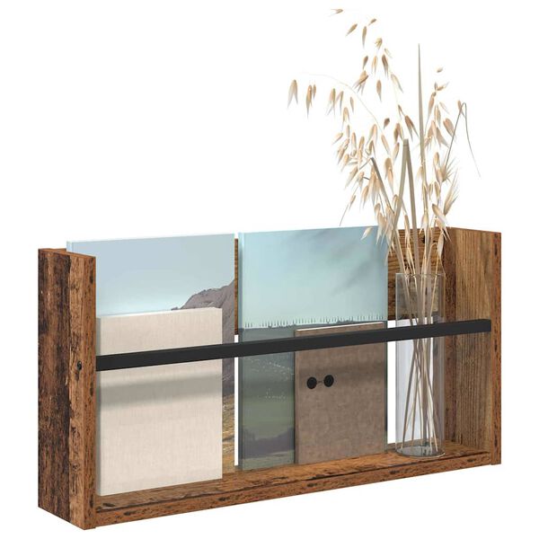 vidaXL Magazinregal mit Regal Altholz 60 x 12 x 30 cm Holzwerkstoff