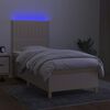 vidaXL Boxspringbett mit Matratze & LED Creme 90x190 cm Stoff