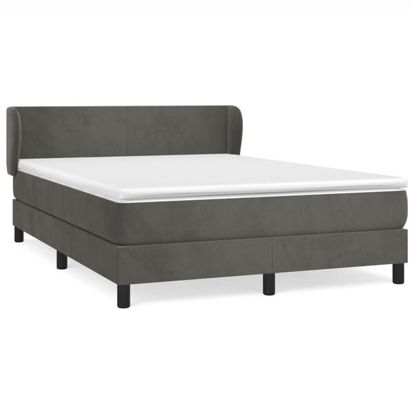 vidaXL Boxspringbett mit Matratze Dunkelgrau 140x200 cm Samt